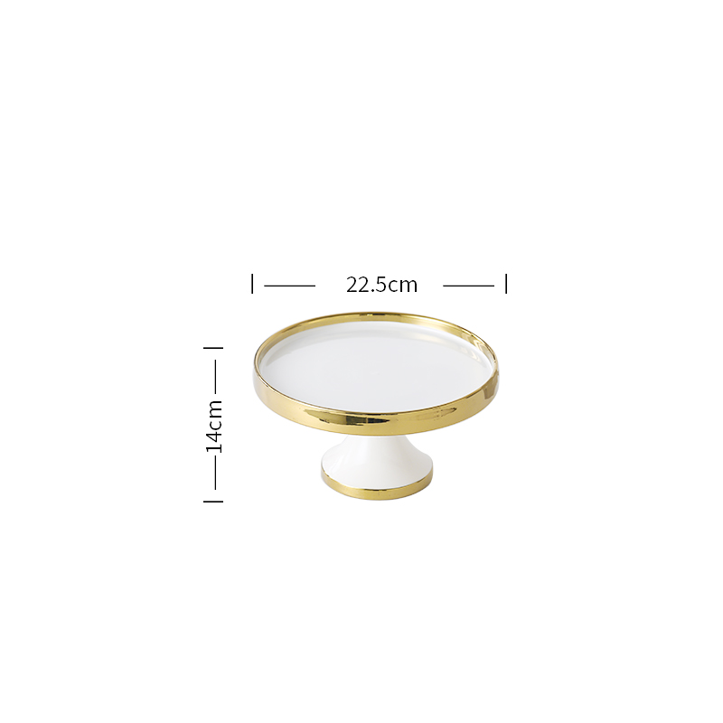 Ceramic Dessert Table Cake Plate with Glass Lid Hotel Restaurant High Foot Fruit Plate Decoration Tasting Plate Home Tableware: A--22.5cm