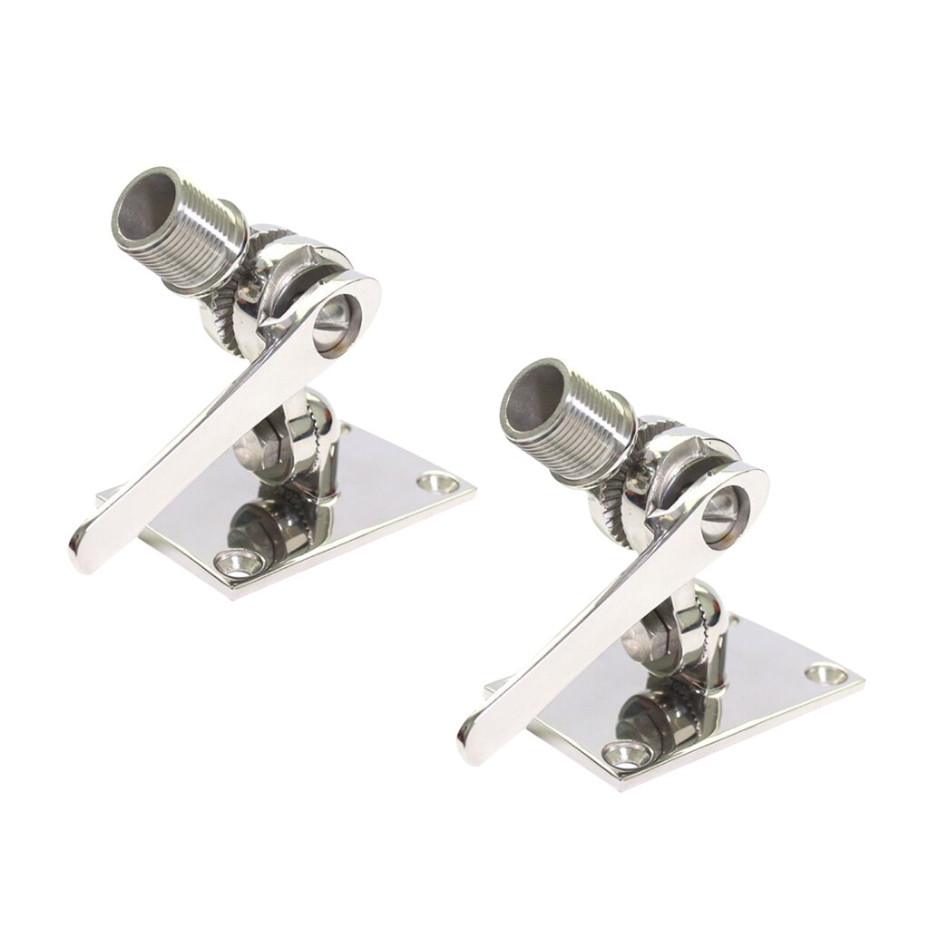 2x Marine VHF Adjustable Antenna Base Ratchet Mount for 1 inch 25mm Rail, Stainless Steel