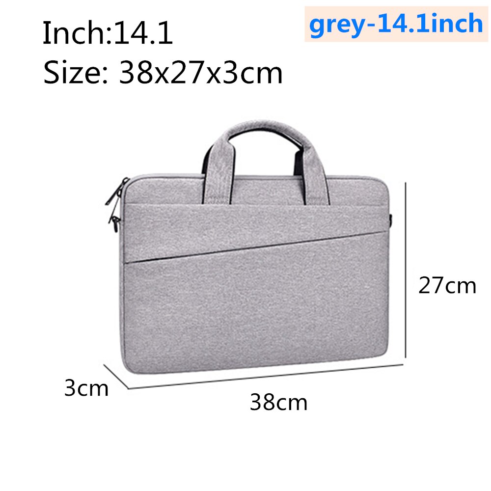 Waterproof Laptop Bag 13.3 14.1 15.4 15.6 inch For Macbook Air Pro 15.6 inch for Apple Notebook shoulder diagonal Briefcase: grey-14.1inch
