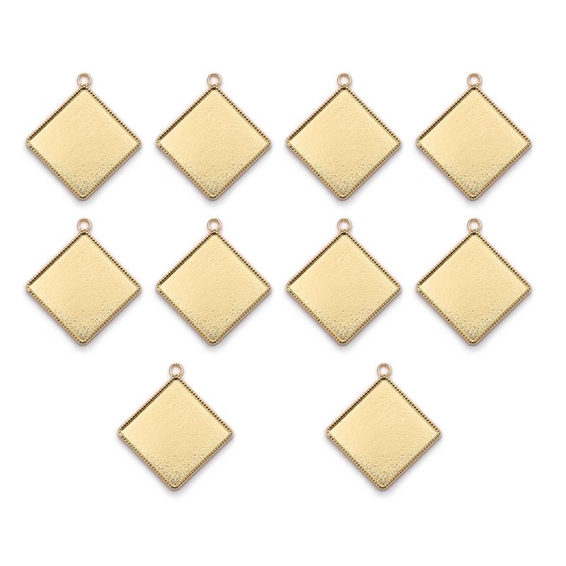 Base de cabujón cuadrado de 20mm, 10/16 Uds., ajustes de Cameo, bandeja con bisel, Charms, colgante, bandeja en blanco para DIY, pendientes, collar, fabricación de joyas: Gold
