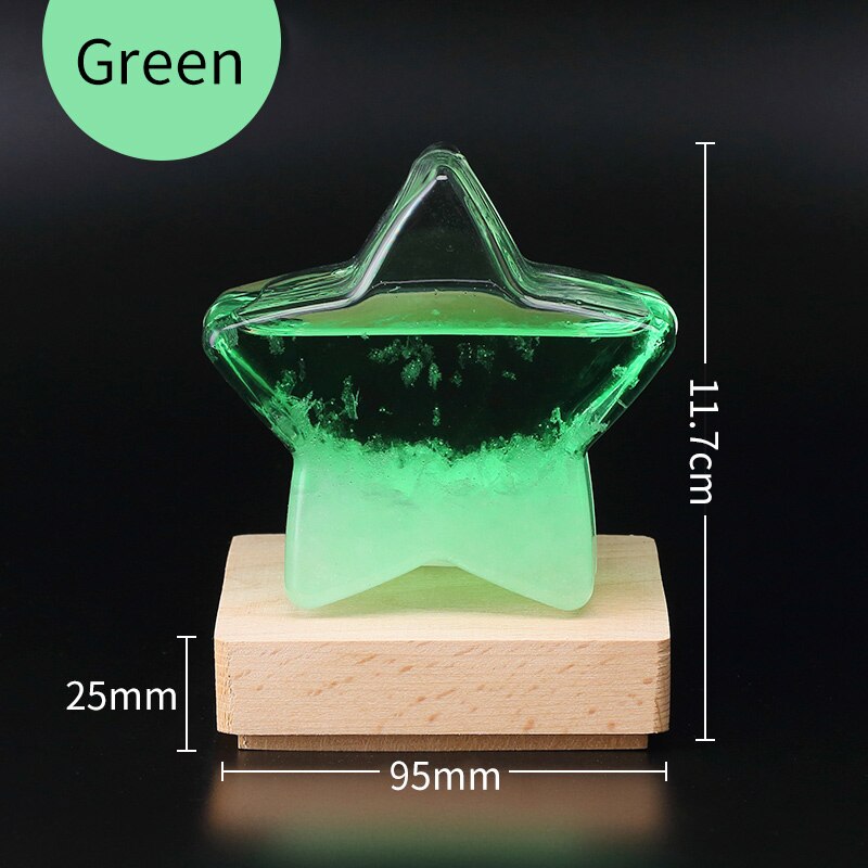 Weather Forecast Storm Glass Crystal Tempo Free Engraving Star Shape Ornaments Home Decor TQYBP-HX: Green