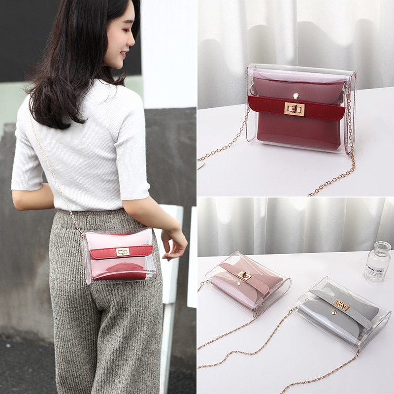 Vrouwen pvc doorzichtige tas satchel tas transparante schouder crossbody tassen dames messenger casual winkelen kleine handtassen