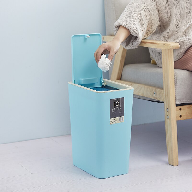 Nordisk stil plast søppelbøtte dårlig kjøkken stue presseoppbevaring med lokk klassifisert husholdning yhj 120508