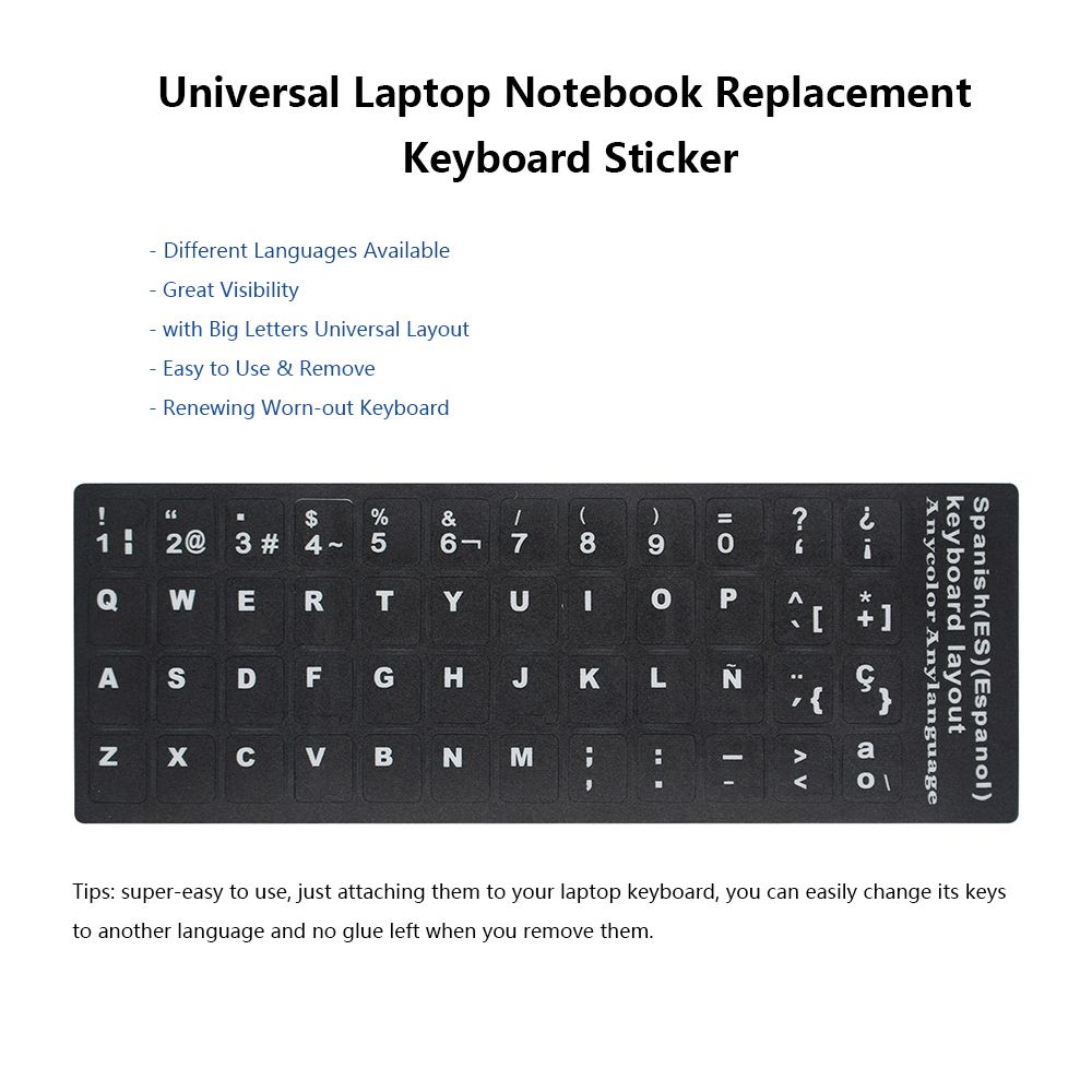 DIY Multi-language Keyboard Stickers Spanish/English/Russian/Deutsch/Arabic/Italian/Japanese Letter Replacement For Laptop PC