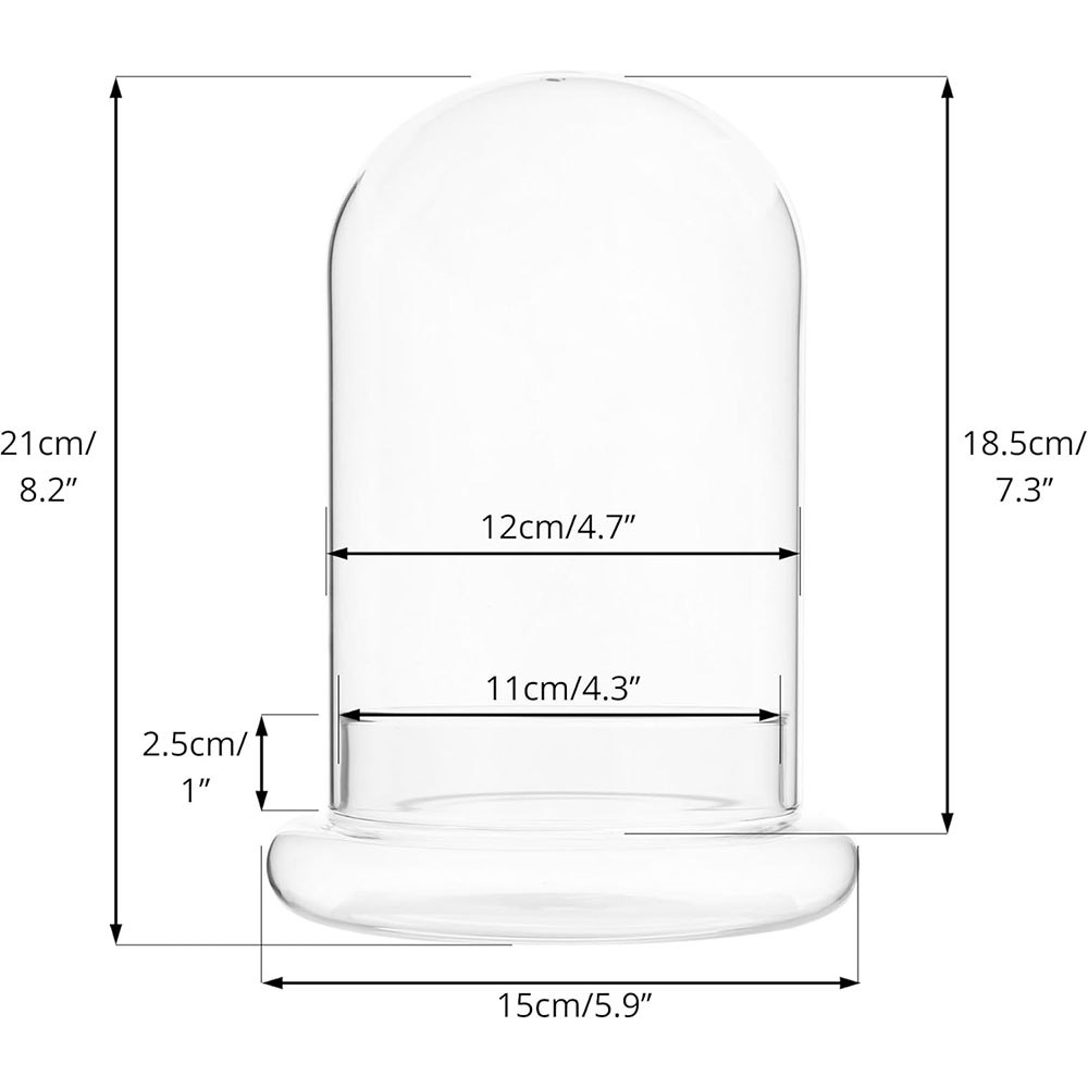 Cúpula de vidrio con orificio de aire, campana de cristal con Base, exhibición de mesa para el hogar, contenedor de terrario transparente para plantas, terrario: YELLOW