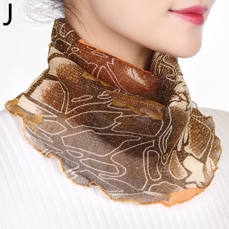 Chiffon Zomer Hals Kraag Sjaal Dames Gezicht Cover Maskers Zijde Bib Zonnebrandcrème Verscheidenheid Zon Bescherming Cirkel Sjaal Mesh Hoofdband: J