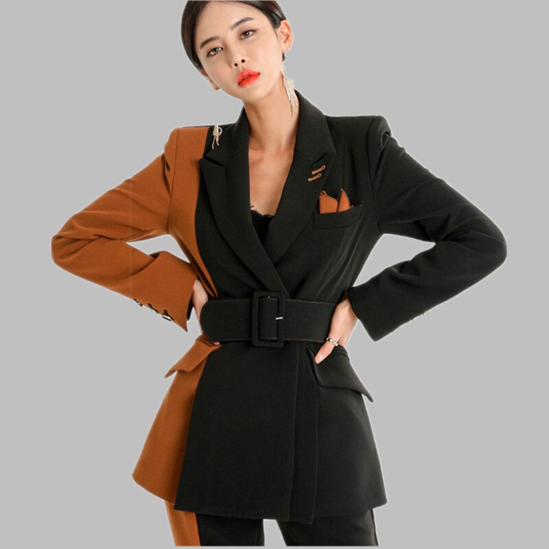 Moda Riser Splice 2020 primavera elegante cor splicing cor feminino ... – Grandado