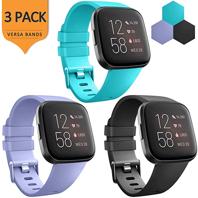 3pcs Strap For Fitbit Versa 2 Band Soft Silicone Wrist Waterproof Replacement Watch Strap For Fitbit Versa/Versa 2: 7 / S