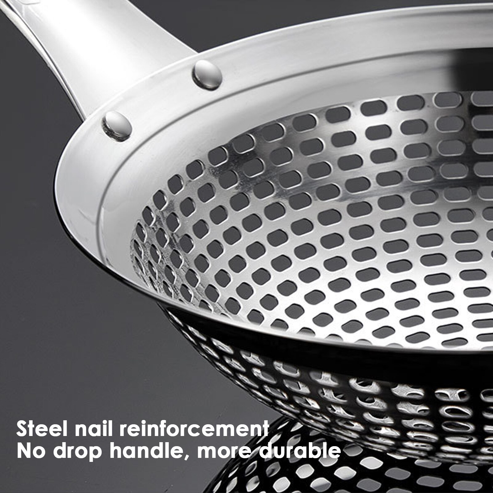 Skimmer Slotted Spoon For Cooking Rustproof Fine Mesh Strainer Spoon Stainless Steel Multi-functional Metal Strainer With Handle