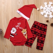 Weihnachten Neugeborene Baby Mädchen Jungen kleidung 3 stücke einstellen Spitzen Strampler Hosen Outfits lange ärmeln Baby kleidung setzt 0- 18 M A2: 12m