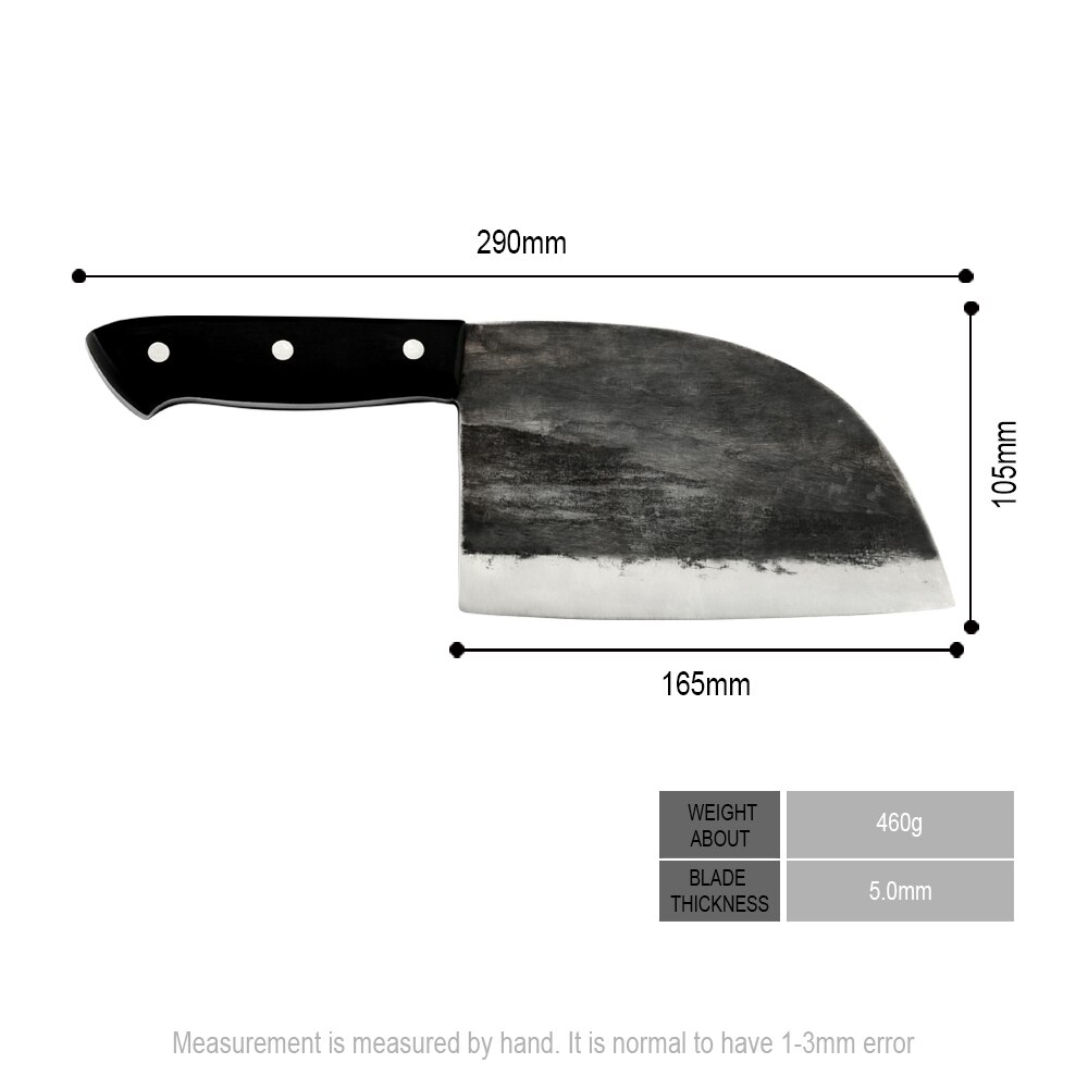 Handgemaakte Slagersmes Volledige Tang Gesmeed High-Carbon Bekleed Staal Keuken Messen Cleaver Fileren Brede Mes Covers Case doos: Only butcher Knife