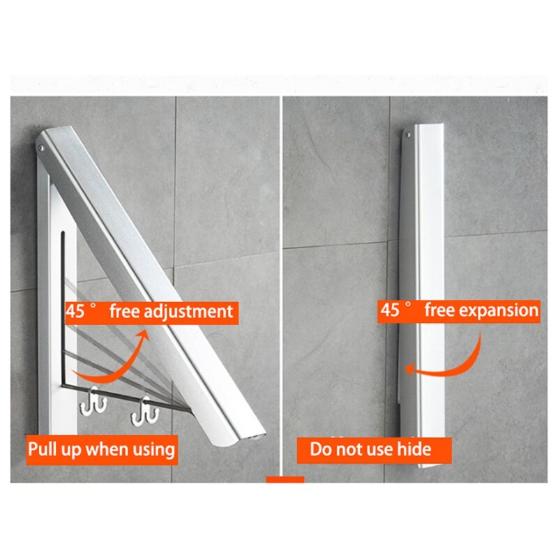 Clothes Drying Rack Wall Mounted Folding Coat Hanger Retractable Clothes Dry Rack Space-Saver Hanger for Laundry Room