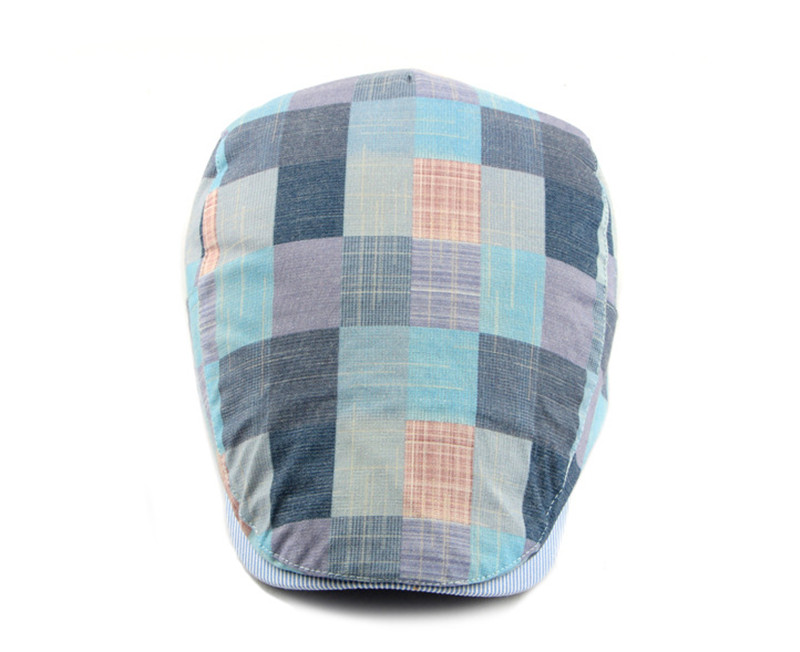 Spring Autumn Hats For Men Casual Plaid Cotton Beret Caps Gorras Planas Boinas Check Flat Cap Adjustable Male Berets