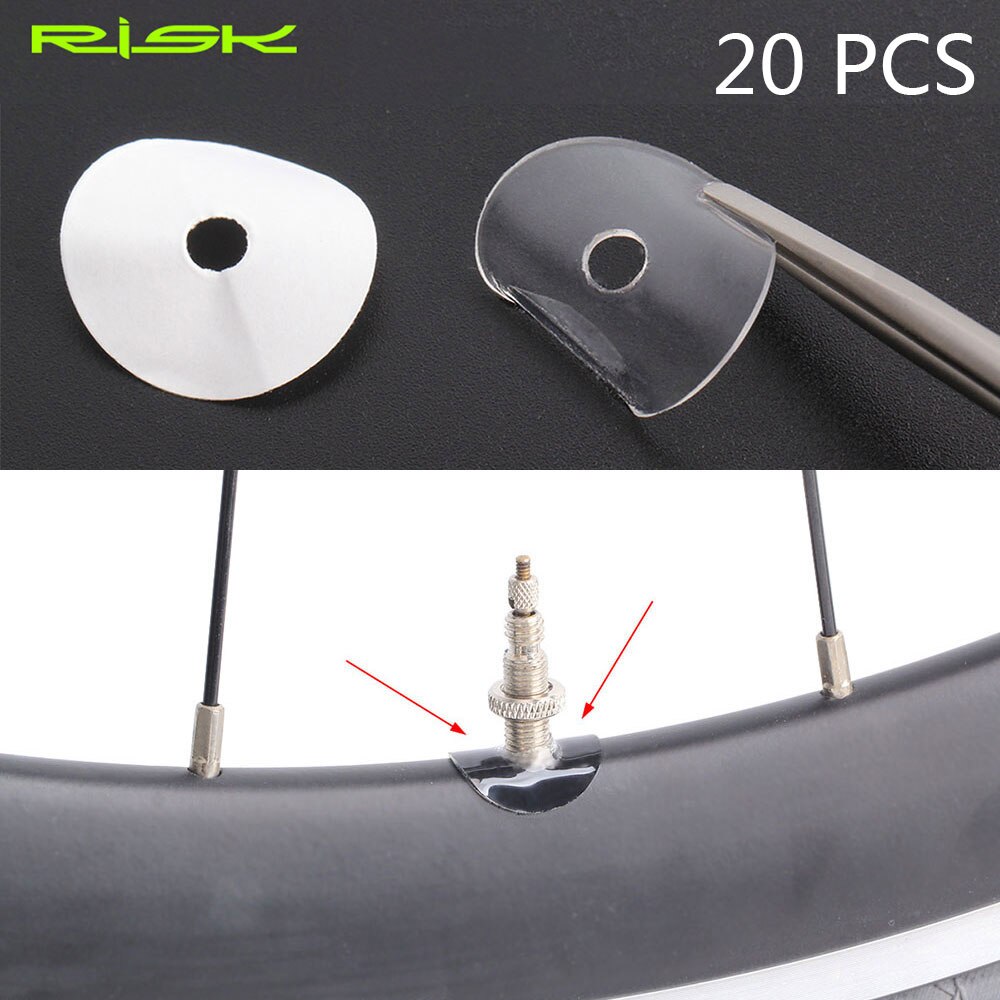 Risico 20Pcs Fiets Ventiel Velg Bescherming Sticker Voor Fv Presta Ventiel Nozzle Lijm Pad Mtb Racefiets Air nozzle Vaste Sticky