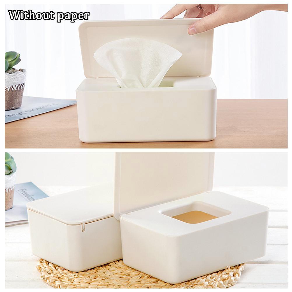 Simplicity Wet Tissue Box Desktop Seal Wipes Paper Storage Box Household Plastic Dust-proof With Lid Tissue Box For Home Of H3s4