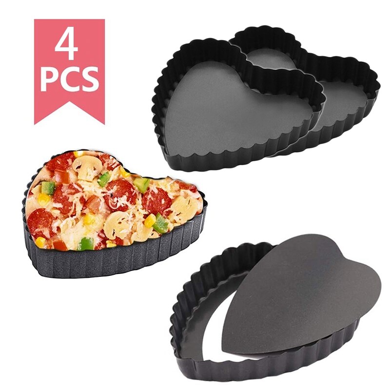 4 Pack Mini Taart Pan Non-stick 4.5 Inch Hart Pan ... – Vicedeal