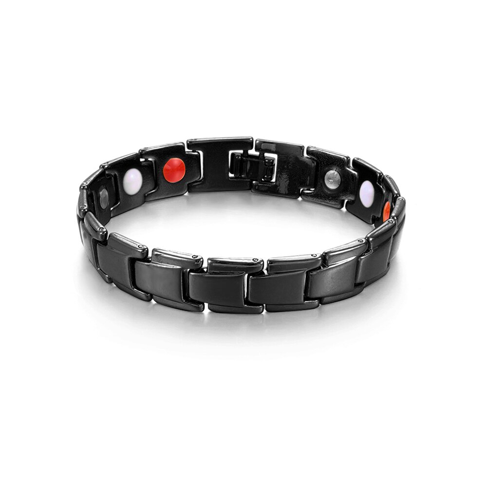 thérapeutique énergie guérison Bracelet thérapie Bracelet magnétique détachable Bracelet Acupoint Massage hommes Bracelet bijoux: Black