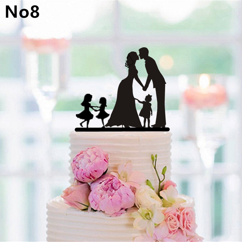Familie stil kage topper familie silhuet bryllup kage topper brud og brudgom par topper bryllup, jubilæum indretning: No 8