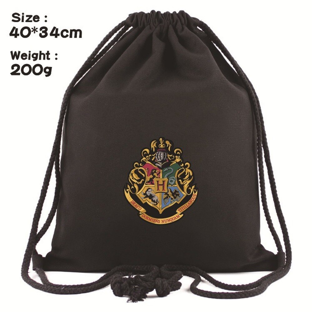 H.Potter Drawstring Canvas Backpack Men Women Shopping Bag Student School Bag Outdoor Storage Bag: 15