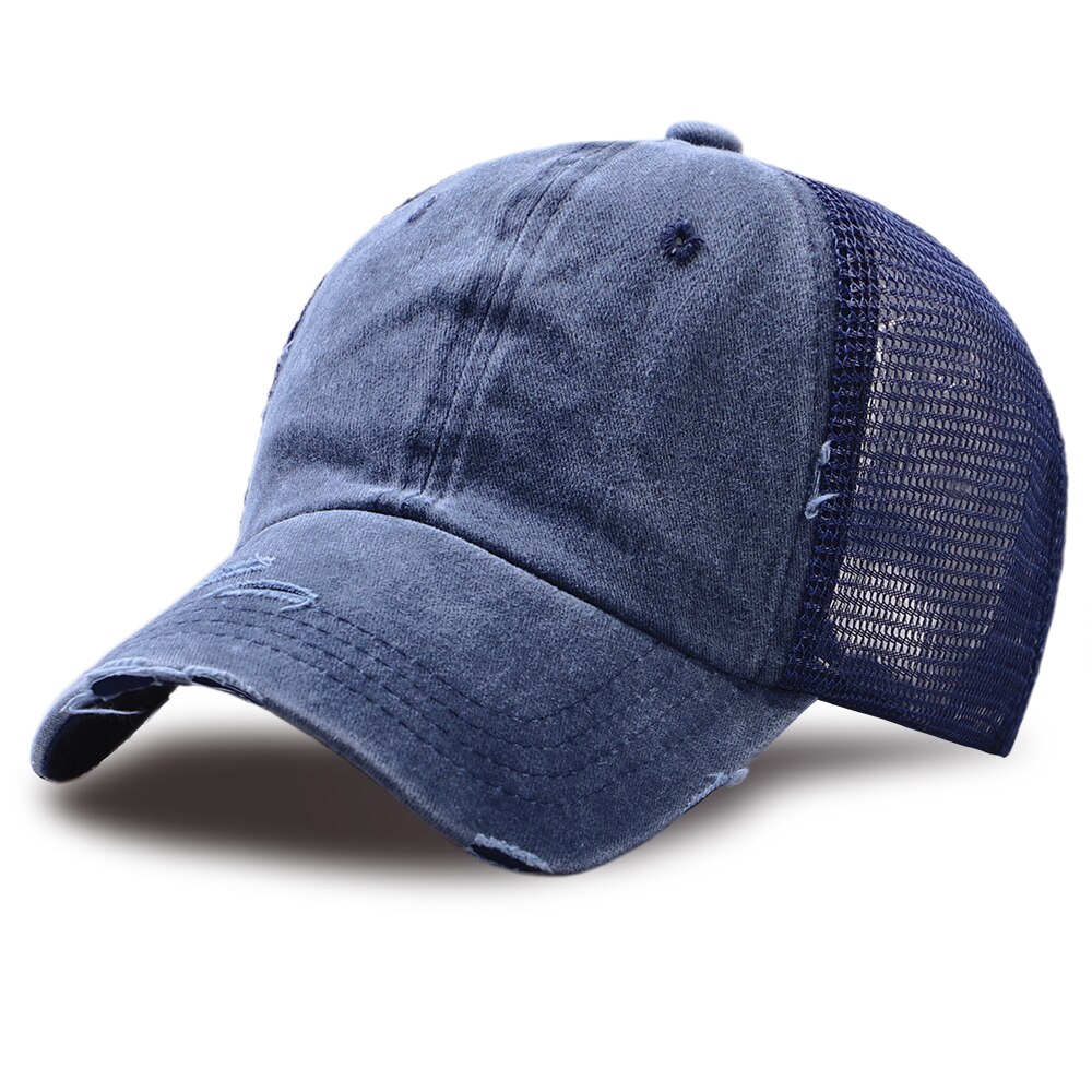 Akira synthwave japan anime baseball hat åndbar casual mesh golf kasketter sport bomuld trucker hatte unisex udendørs snapback cap: Mørkeblå