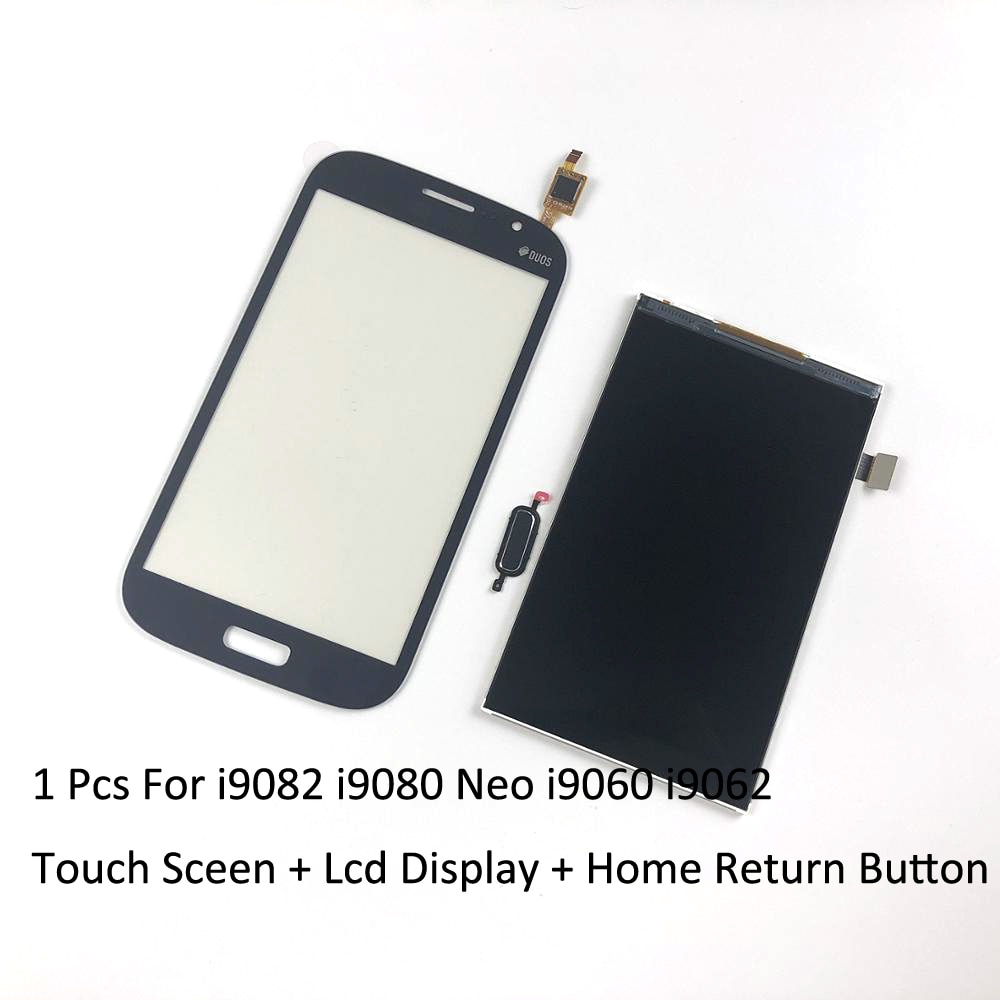 Voor Samsung Galaxy Grand Gt I9082 I9080 Neo I9060 I9062 I9063 Touch Screen Digitizer + Lcd-scherm Monitor + Thuis terug Button: Black
