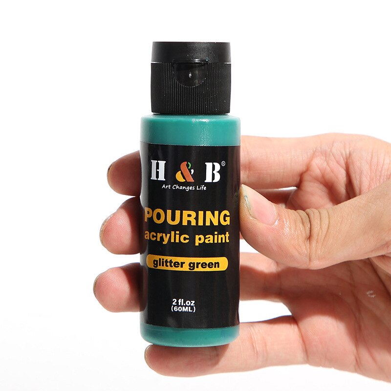 37Pcs Metallic Acryl Gieten Verf Set,12*60Ml Vloeistof Diy Flessen Voor Oppervlakken Uitgerekt Canvas, hout, Air Droge Klei