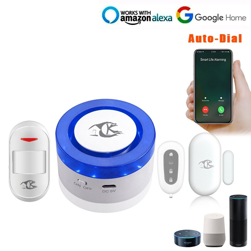 WiFi Wireless Siren Home Security WiFi Alarm Smart Siren Tuya Compatible with Alexa/Google Home EU Plug