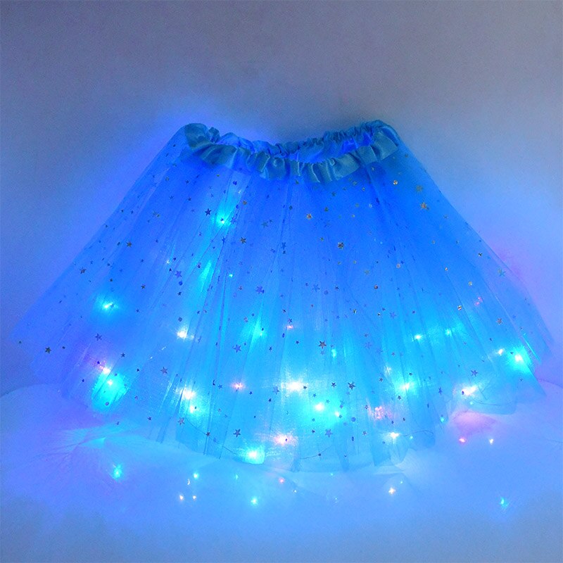 LED świecące światło spódnica z tiulu dorosłych dzieci dziewczyny księżniczka Tutu spódnica dzieci tkaniny Party taniec minispódniczka kostium ubrania Cosplay: B05-23x28cm