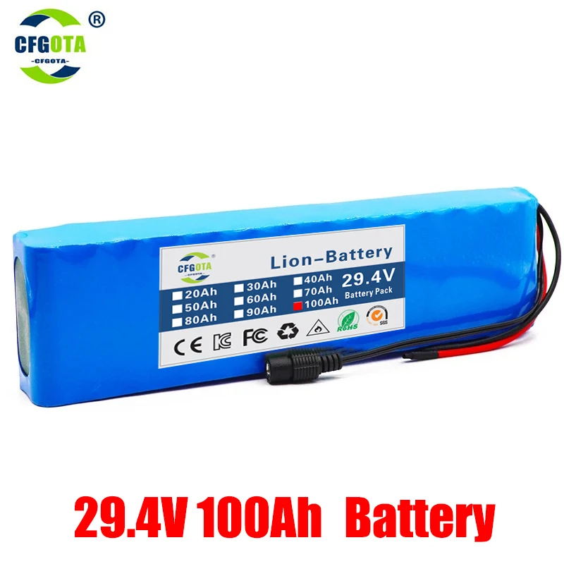 29.4V lithium ion battery pack, 7s3p 29.4V 100000mAh, built-in BMS, suitable for bicycles, motorcycles, electric scooters: GRAY