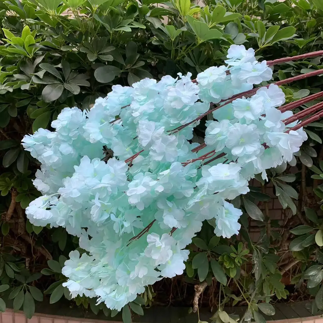 Künstliche Kirschblüte, rosa, weißer Kirschbaum, Seidenblume, Frühlingskirsche, DIY Bonsai-Bogen, Hochzeit, Requisiten, Heimdekoration: Blau