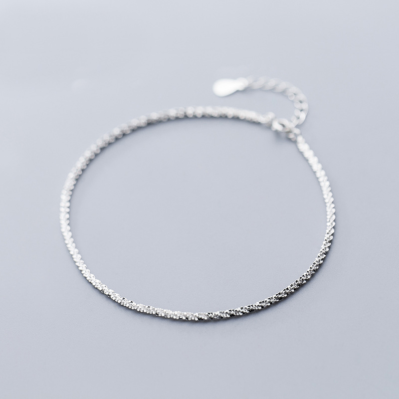 MloveAcc Einfache Armbinde für Knöchel 925 Sterling Silber Einzigartige Kette Fuß Fußkettchen Armbänder Jewery für Bein