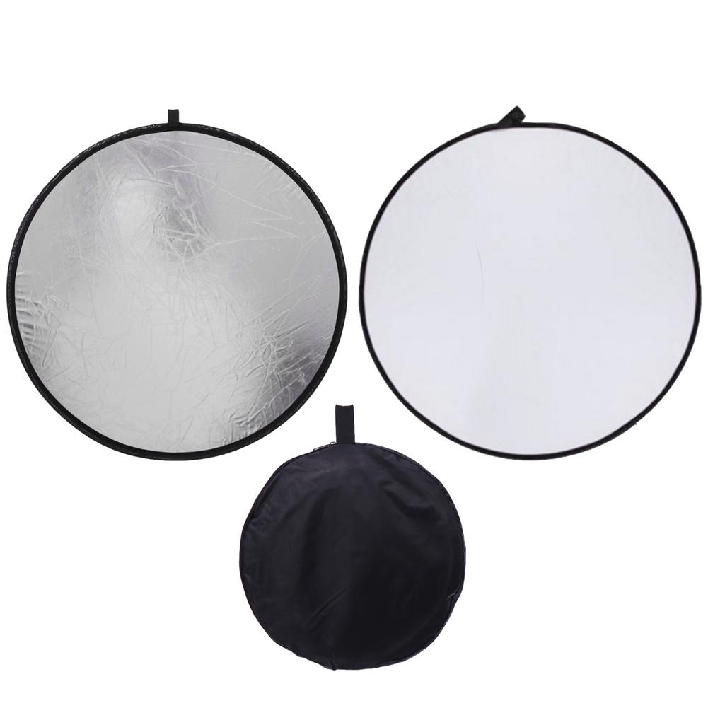 30Cm 12Inch Draagbare Licht Reflector Inklapbare Light Diffuser Ronde Fotografie Wit Silivery Reflector Voor Studio Photo Disc