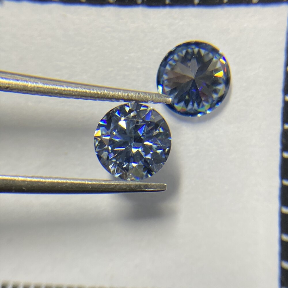 Meisidian Lab Gemaakt Uitstekende 1 Karaats 6.5Mm Brilliant Cut Sapphire Blauw Moissanite Diamond Prijs Per Karaat