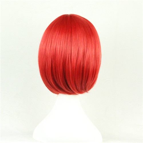 WoodFestival 12 pulgadas 9 colores Cosplay pelucas con flequillo cielo azul plata gris púrpura negro Rosa verde rojo corto Bob peluca sintética: Rojo