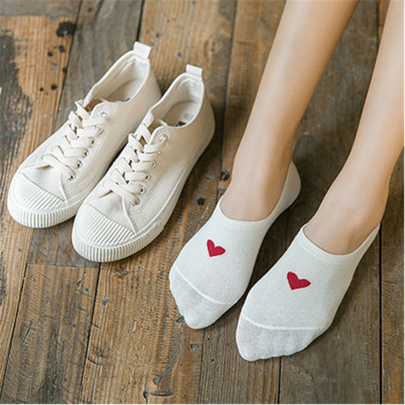 Women Socks Summer Lovely Invisible Sock Slippers No Show Socks Cute Love Print Ankle Socks Female Short Socks