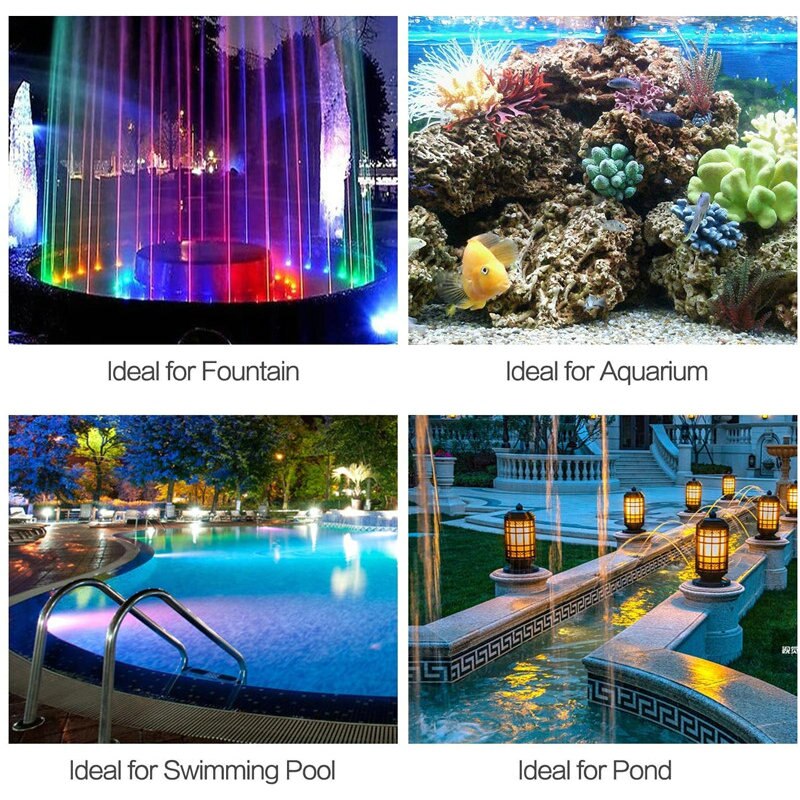 RGB LED Underwater Lights IP68 Waterproof Aquarium Lamp Landscape Spot light for Swimming Pool Tank Fountains Pond Garden 2022