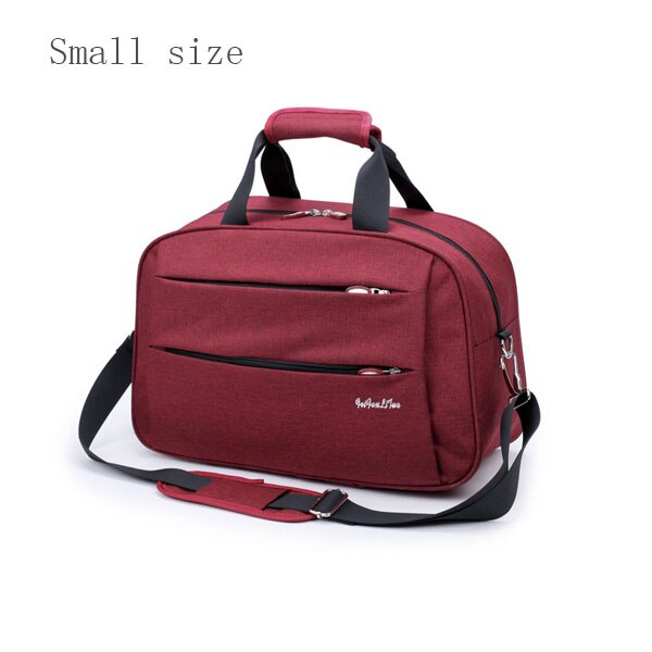 Luggage travel bags Waterproof canvas men women big bag on wheels man shoulder duffel Bag Black Blue carry on cabin luggage ZL32: wine red small