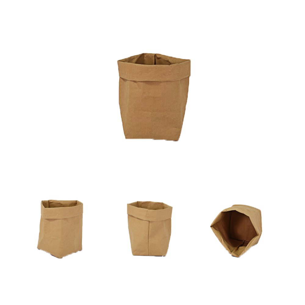 Washable Kraft Paper Refrigerator Storage Bag Desktop Organizer Office Kitchen Wardrobe Stationery Storage Pot Cover Storage Bag