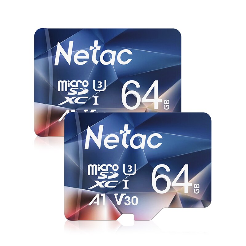 Netac-tarjeta Micro SD P500, 32GB, 64GB, tarjeta Flash SD/TF, tarjeta de memoria U3 V30 Class 10, tarjeta TF para cámara de teléfono,: 64GB 2PC