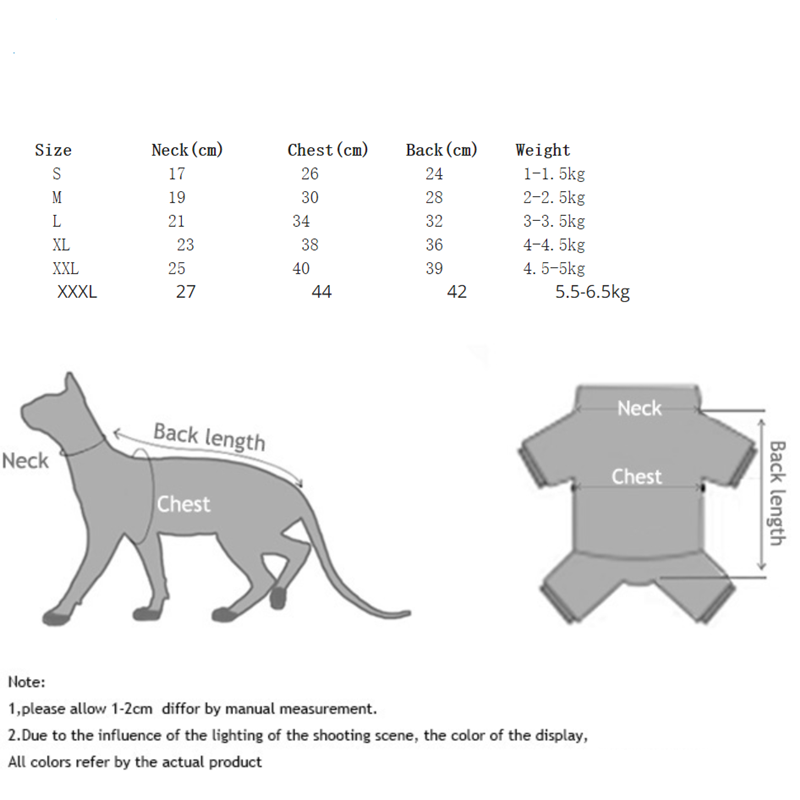 Lange mouwen katoenen 4-poots jas voor Sphynx kat zacht cartoon shirt voor kittens honden roze witte pyjama voor vrouwelijke kat dierbenodigdheden