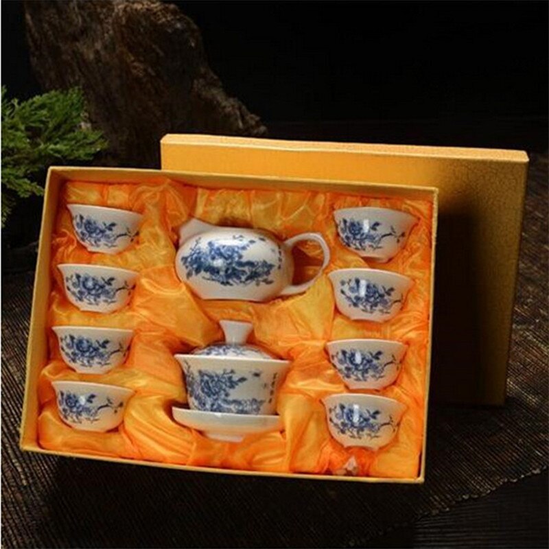 Kinesisk kung fu te sæt drinkware lilla ler keramisk binglie inkluderer tekande kop, terrin infuser te bakke chahai: Blå