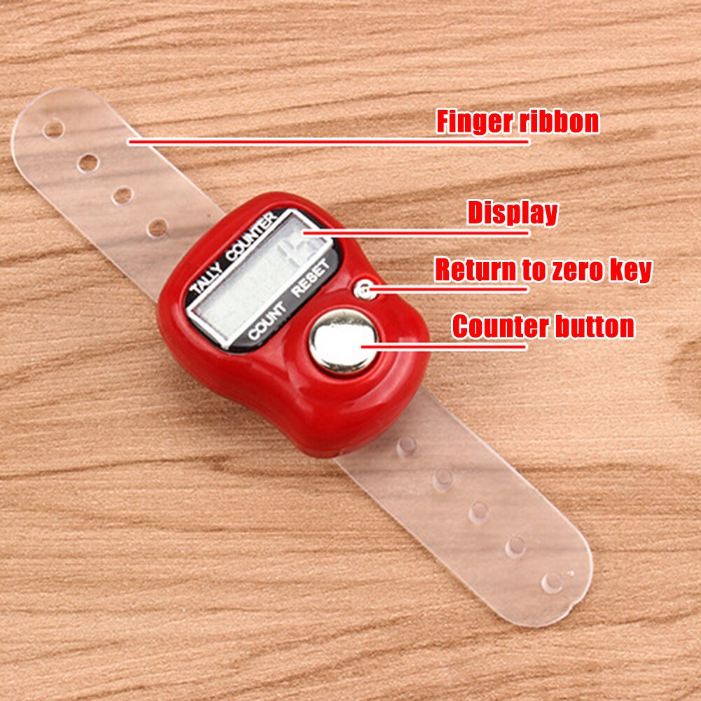 Display Electronic Tally Counter Portable Electronic Finger Counter Ring Digit Row Tally Stitch Marker Pedometer