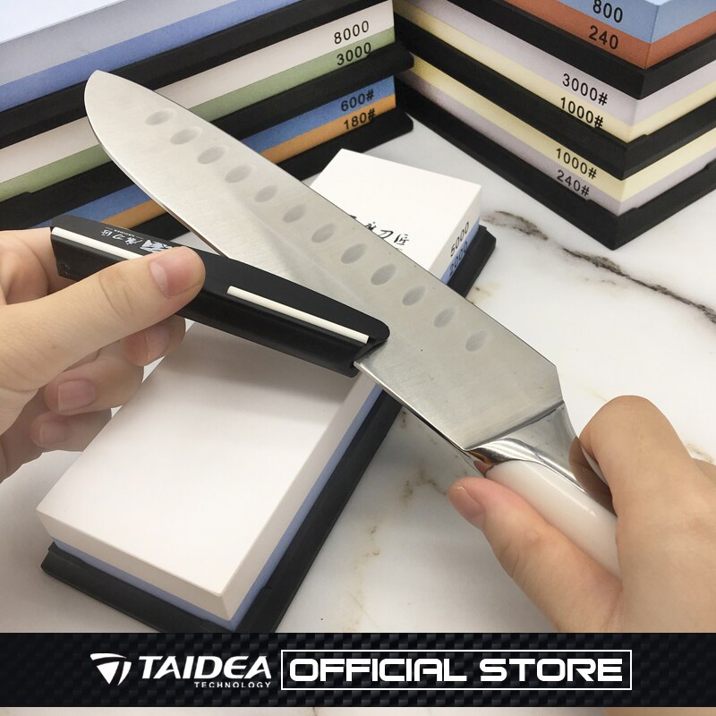 TAIDEA-afilador de piedra , piedra de afilar 240/800 #, guía angular, fijación de diamante, base antideslizante, sistema de afilado de cocina