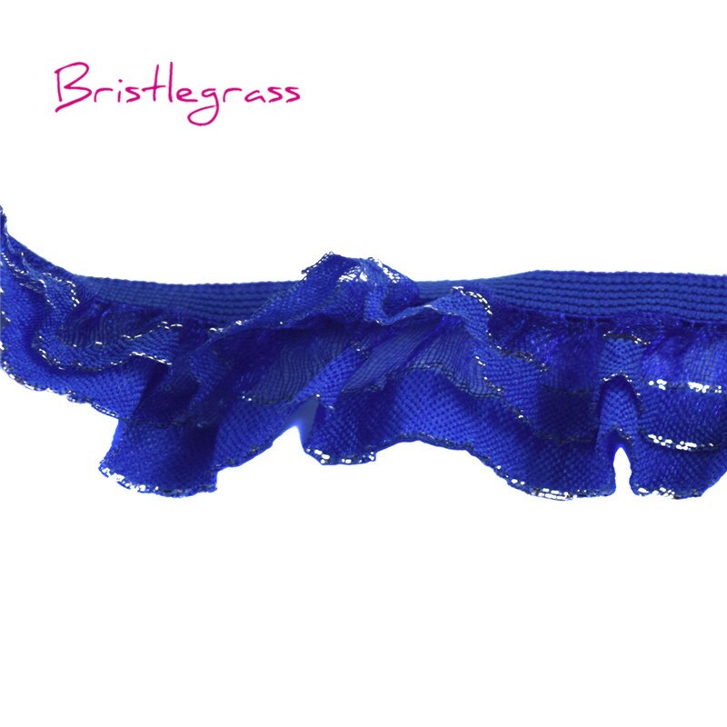 Bristlegrass 5 yard 1 " zilveren glitter geplooide patchwork kant rand effen elastiek kinderhoofdband tutu jurk diy naaien: Elektrisch blauw