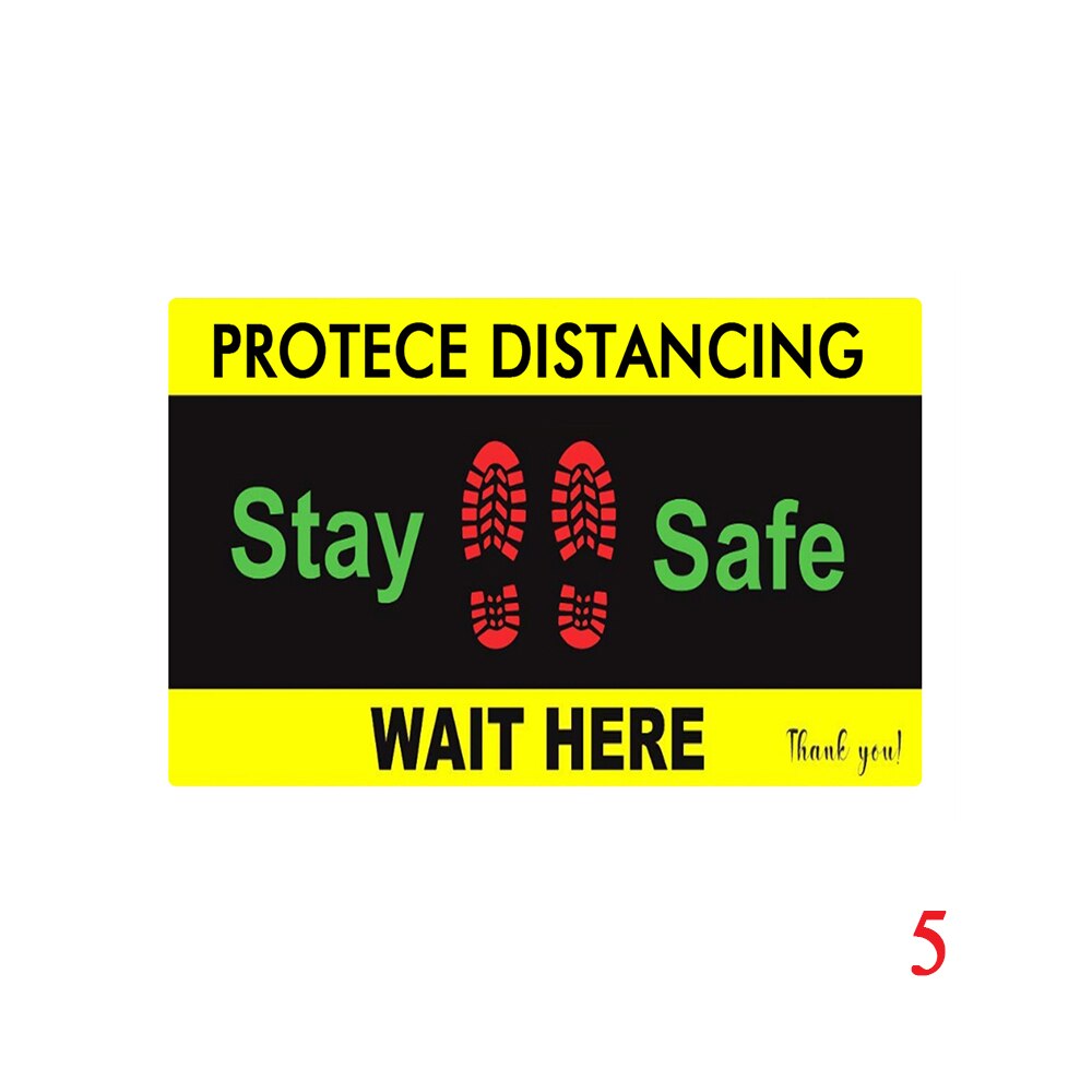 Social Distancing Floor Sticker Indoor Outdoor Ground Sticker Safety Floor Sign Decal Sticker Protece distancing Stickers: 5