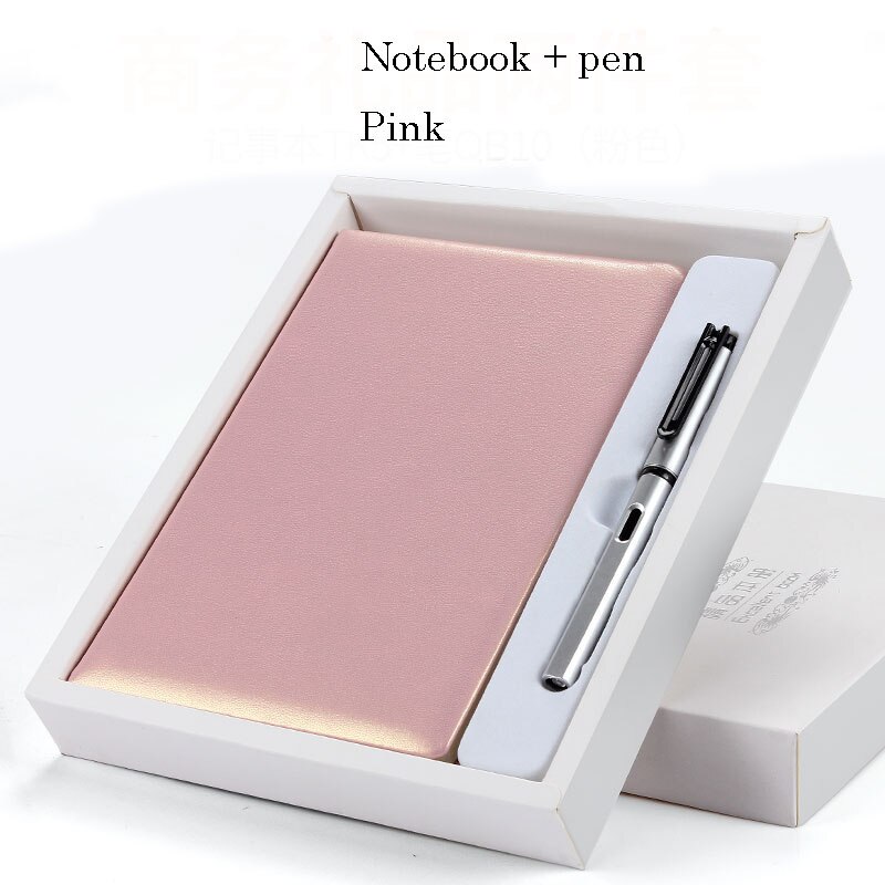 Luxurious Office Notebook Set Upscale Business Notebook Business Pen Set With Box For Office Meeting: Pink