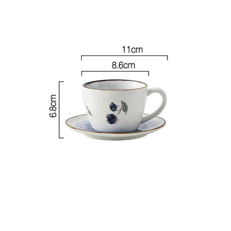 Retro Hand-painted Lemon Ceramic Coffee Cup and Saucer Set Japanese Afternoon Tea Cup Porcelain Milk Cup Drinkware: D