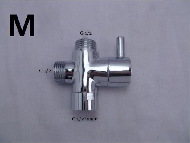 Three-way Water Diverter T-shaped Adapter Shower Diverters Connector Toilet Bidet Water Separator Faucet Splitter Valve: M