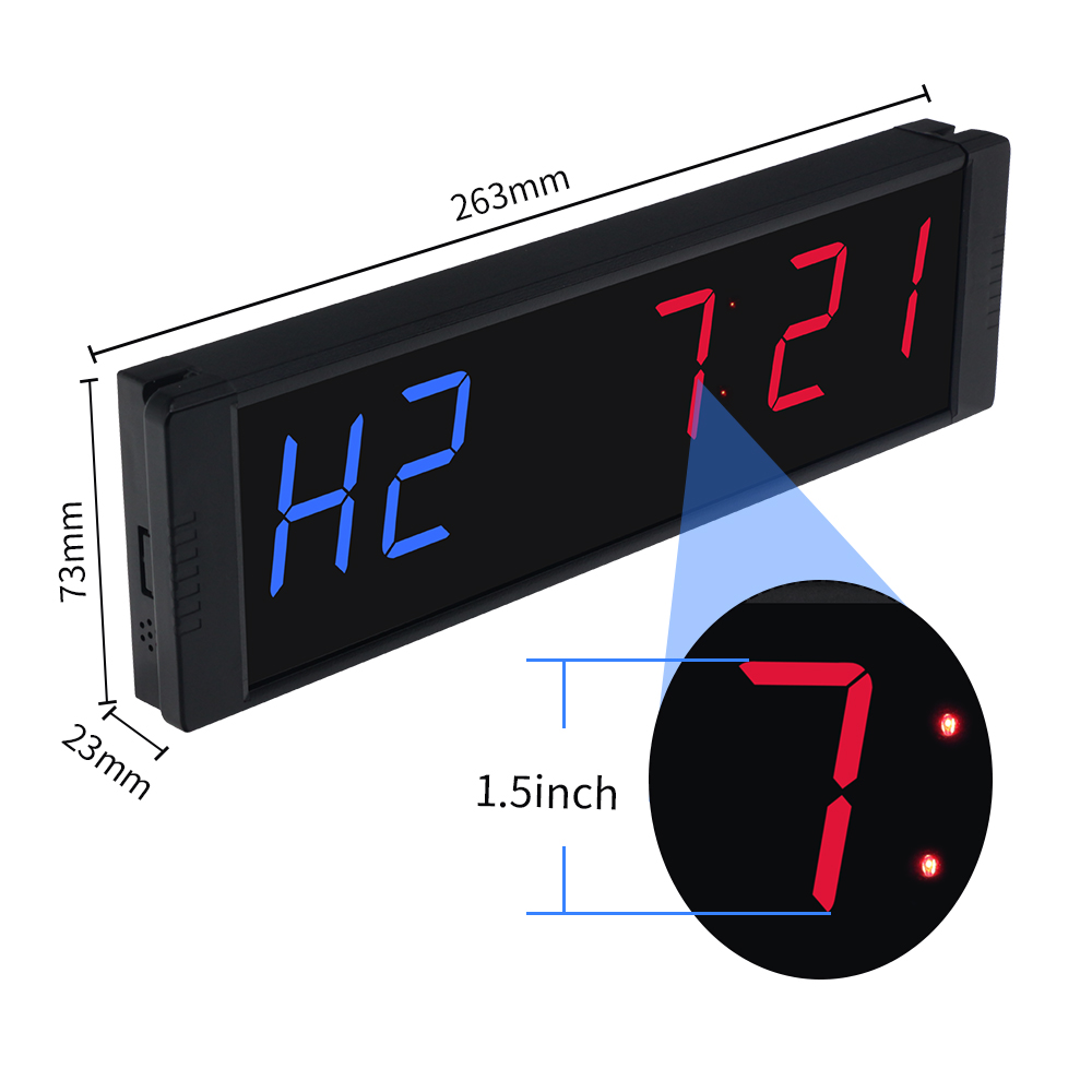 1.5Inch Digits Clock Stopwatch,Gym Timer LED Interval Timer Digital Countdown Wall Clock Fitness Timer for Home