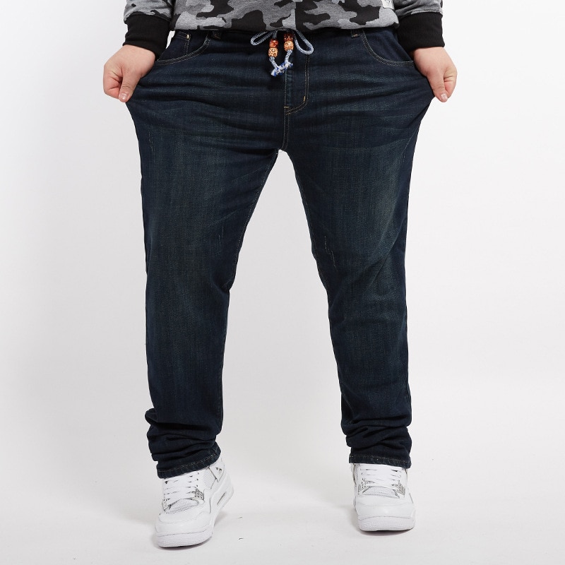 Jeans mænd elastisk talje plus størrelse fuld længde denimbukser meget store størrelse 36 to 48 jeans jakkesæt til mænd ripped jeans til mænd